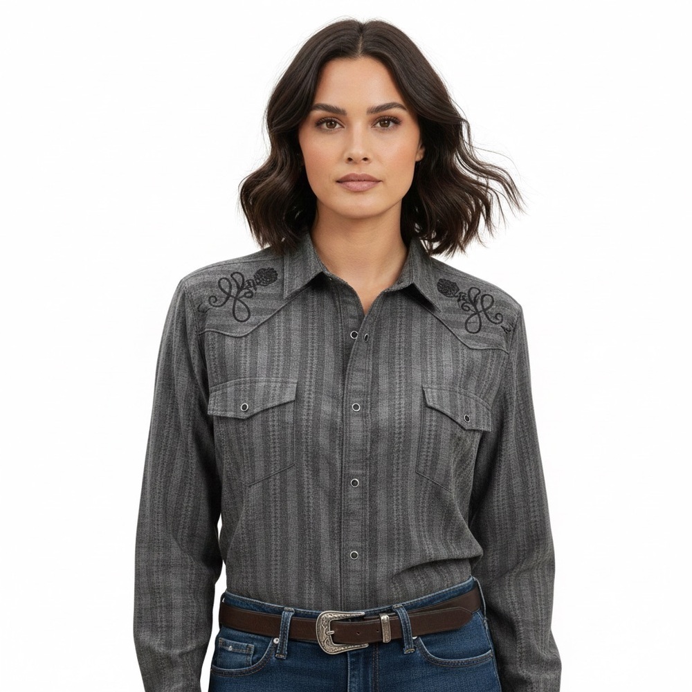 Roper Western Snap Shirt Floral Embroidery Women’s XL - Picture 1 of 11